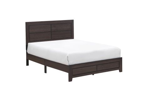 Crown Mark Hopkins Brown Bed with Headboard, Footboard and Rails