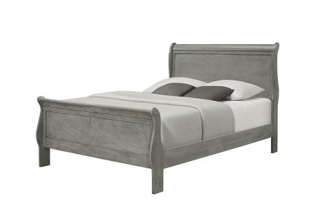 CrownMark Louis Philip Grey Sleigh Bed with Headboard, Footboard, and Rails