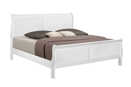 CrownMark Louis Philip White Sleigh Bed with Headboard, Footboard, and Rails