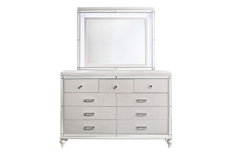 New Classic Valentino White Dresser and Mirror