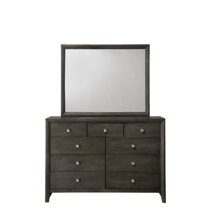 Crown Mark Evan Grey Dresser and Mirror Set