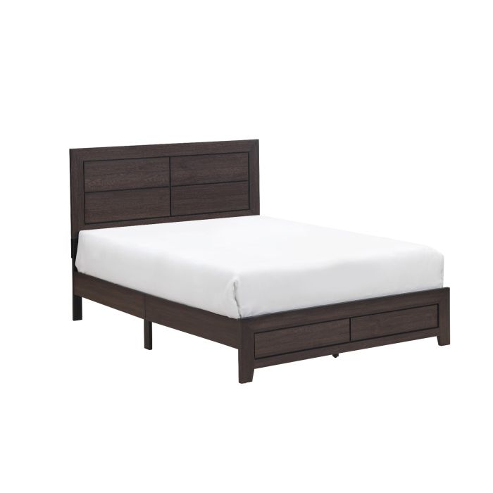 Crown Mark Hopkins Brown Bed with Headboard, Footboard and Rails