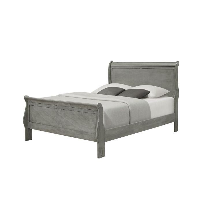 Glory Furniture Louis Phillipe Queen Sleigh Bed in Gray