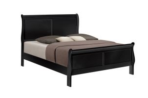 Crown Mark Louis Philip Black Sleigh Bed with Headboard, Footboard, and Rails