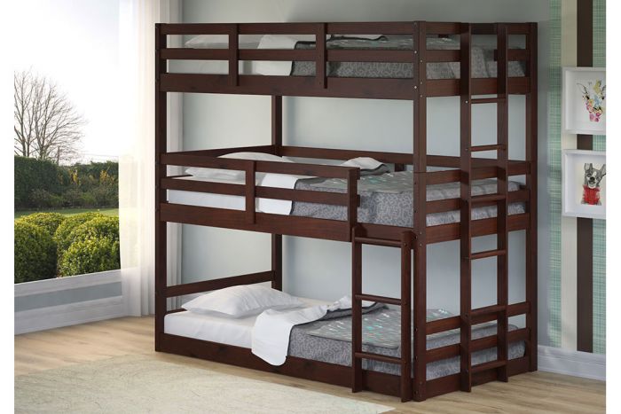 Donco Cappuccino Twin Over, 3 Twin Bunk Bed