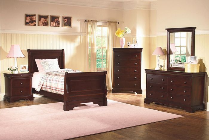 New Classic Versaille Sleigh 6 Piece Set Headboard Footboard